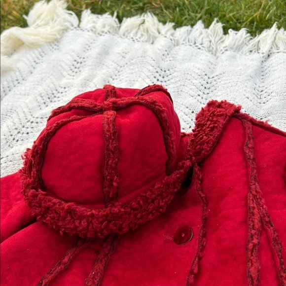 NWT Jean Bourget Cranberry Faux Suede Fleece Lined Girls Coat & Hat Sz 9 mo - Picture 4 of 11